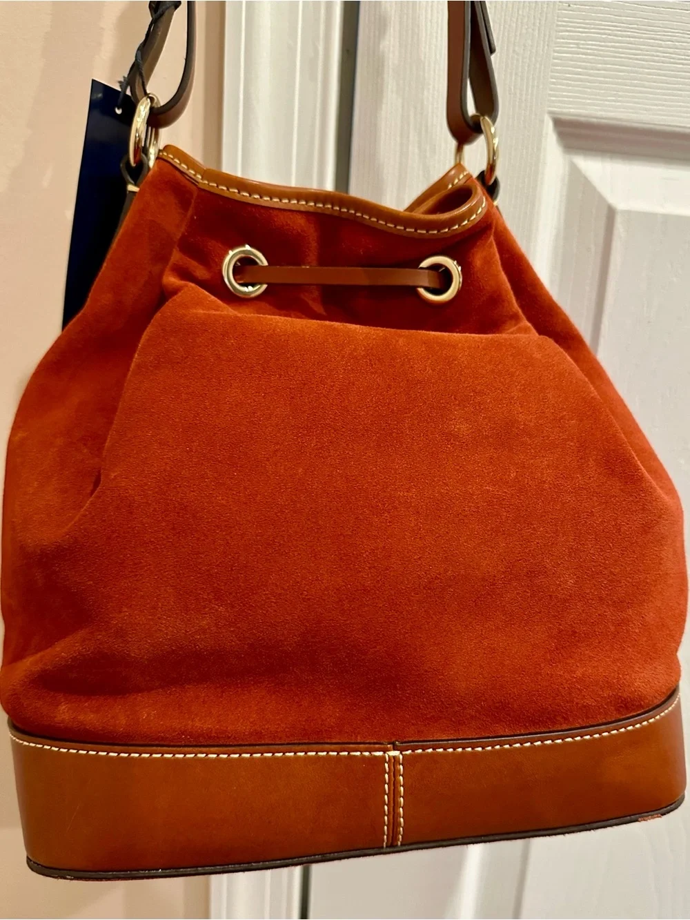 Dooney & Bourke Orange Suede Bucket Bag - Picture 5 of 12